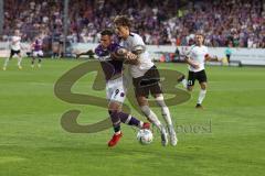 3.Liga - Saison 2022/2023 - VFL Osnabrück - FC Ingolstadt 04 - Erik Engelhardt (Nr.9 - VFL Osnabrück) - Calvin Brackelmann (Nr.17 - FCI) - Foto: Meyer Jürgen