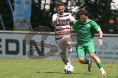Bezirksliga - Saison 2024/25 - Freundschaftsspiel - FC Gerolfing - SV Kasing - Demirhan Saylan (Nr.2 - FC Gerolfing) - Nikola Kamenjasevic (Nr.7 - SV Kasing) - Foto: Meyer Jürgen