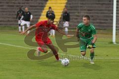 Bayernliga Süd - Saison 2021/2022 - FC Ingolstadt 04 II - Karaogul Ishak (#15 FCI) - Daniel Witecheck Torwart Landsberg - Foto: Meyer Jürgen