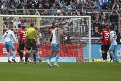 3.Liga - Saison 2022/2023 - TSV 1860 München - FC Ingolstadt 04 -Torwart Marius Funk (Nr.1 - FCI) - Hans Nunoo Sarpei (Nr.14 - FCI) rettet auf der Linie -  Foto: Meyer Jürgen