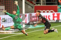 3. Liga; FC Ingolstadt 04 - Borussia Dortmund II; Tor ungültig Julian Kügel (31, FCI) Torwart Lotka Marcel (35 BVB2)