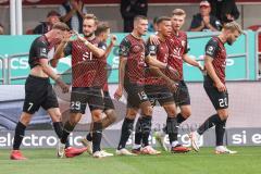 3. Liga; FC Ingolstadt 04 - SSV Ulm 1846; David Kopacz (29, FCI) Scuß Tor Jubel Treffer 2:0, Marcel Costly (22, FCI) Jannik Mause (7, FCI) Yannick Deichmann (20, FCI) Benjamin Kanuric (8, FCI) Moritz Seiffert (23, FCI) Herz Mladen Cvjetinovic (19, FCI)