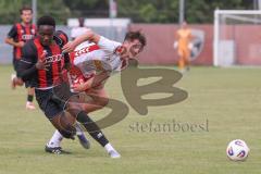 *** Bayernliga Nord - Saison 2025/26 - FC Ingolstadt 04 II - Jahn Regensburg II - Jason Osei Tutu (Nr.11 - FC Ingolstadt II) - Kraus Jakob weiss Regensburg - Foto: Meyer Jürgen