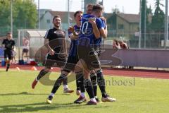 Kreisliga - Saison 2022/2023 - DJK Ingolstadt - SV Sandersdorf - Der 1:2 Führungstreffer durch Michael Detling blau Sandersdorf - jubel - Foto: Meyer Jürgen