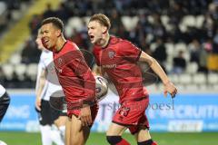 3. Liga; SSV Ulm - FC Ingolstadt 04; Tor Jubel Treffer Marcel Costly (22, FCI) 0:3 mit Jasper Maljojoki (23, FCI)