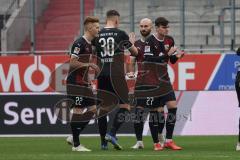 2.BL; FC Ingolstadt 04 - SG Dynamo Dresden; vor dem Spiel Christian Gebauer (22, FCI) Stefan Kutschke (30, FCI) Nico Antonitsch (5, FCI) Thomas Keller (27, FCI)