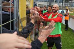 3.Liga - Saison 2022/2023 - TSV 1860 München - FC Ingolstadt 04 -  Das Spiel ist aus - Jubel  - Die Mannschaft bedankt sich bei den Fans -Tanzen - Nico Antonitsch (Nr.5 - FCI) - Foto: Meyer Jürgen