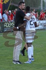 Toto Pokal - Saison 2022/2023 - SpVgg Heßdorf - FC Ingolstadt 04 - Nach dem Spiel - Jubel - Malte Metzelnder - Moussa Doumbouya (Nr.27 - FCI) - Foto: Meyer Jürgen