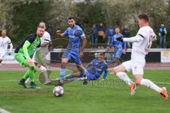 Toto Pokal; Halbfinale; FV Illertissen - FC Ingolstadt 04; Max Dittgen (10, FCI) Rückpass Vorlage für Sebastian Grönning (11, FCI) zum 0:1, Tor Jubel Treffer Torwart Felix Thiel (1 FVI)