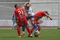 2. Fußball-Liga - Frauen - Saison 2023/2024 - FC Ingolstadt 04 - SC Sand - Pija Reininger (Nr.21 - FCI Frauen) - Loving Emma weiss Sand - Lea Wolski (Nr.6 - FCI Frauen) rechts - Foto: Meyer Jürgen