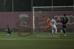 Freundschaftsspiel - Bayernliga Süd - Saison 2022/2023 - FC Ingolstadt 04 - ATSV Erlangen   - Der 1:0 Führungstreffer durch Brunner Felix schwarz FCI - jubel - Burkhard Alessandro Torwart Erlangen - Foto: Meyer Jürgen