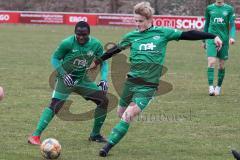 Testspiel - SV Manching - TSV Pöttmes - Rainer Meisinger (#19 Manching) - Ousseynou Tamba (#10 Manching) - Foto: Jürgen Meyer