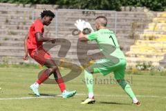 Bayernliga Nord - Saison 2023/2024 - FC Ingolstadt 04 - Würzburger FV 04 - Michael Udebuluzor (Nr.24 - FCI U21) - Koob Andre Torwart Würrburg - Foto: Meyer Jürgen