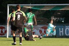 Kreisliga - Saison 2023/24 - Relegation zur BZL - FC Gerolfing - SVA Palzing -  Der 3:0 Führungstreffer durch Anastasios Porfyriadis  grün Gerolfing - jubel - Tor - Christian Berghammer Torwart Palzing - Foto: Meyer Jürgen