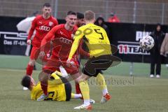 Bayernliga Süd - Saison 2022/2023 - FC Ingolstadt 04 - SV Kirchanschöring - Mario Götzendorfer (Nr.23 - FCI II) -  Galler Julian gelb Kirchanschöring - Miladinovic David gelb am Boden Kirchanschöring - Foto: Meyer Jürgen