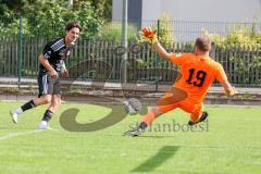 Kreisliga - Saison 2022/2023 - TSV Großmehring - Türk SV Ingolstadt - Der 0:3 Führungstreffer durch Eray Genc schwarz Türk SV Ing. - Stefan Kern Torwart Großmehring - Jubel -  - Foto: Meyer Jürgen