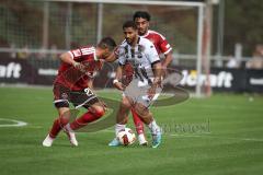 Saison 2026/27 - Freundschaftsspiel - 1. FC Nürnberg - FC Ingolstadt 04 - Keanan Bennetts (Nr.18 - FCI) - Ioannis Masouras (Nr.21 - FCN) - Foto: Meyer Jürgen