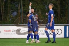 Kreisliga - Saison 2023/2024 - FC Gerolfing - TSV Ober/Unterhaunstadt - Der 2:1 Anschlusstreffer per Freistoß durch Ramazan Kurnaz blau Oberhaunstadt  jubel - Foto: Meyer Jürgen