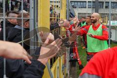 3.Liga - Saison 2022/2023 - TSV 1860 München - FC Ingolstadt 04 -  Das Spiel ist aus - Jubel  - Die Mannschaft bedankt sich bei den Fans -Tanzen - Nico Antonitsch (Nr.5 - FCI) - Foto: Meyer Jürgen