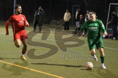 2024_2_8 - Bezirksliga - Saison 2023/24 - Freundschaftsspiel - FC Fatih Ingolstadt - SV Manching -  - Sebastian Graßl grün Manching - Akif Abasikeles rot Fatih - Foto: Meyer Jürgen