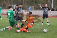 Bezirksliga - Saison 2024/25- FC Fatih - VFB Eichstätt II  - Samuel Schmid grün Eichstätt mit dem 0:1 Führungstreffer - jubel - Marco Miskovic schwarz Fatih - Ömer Illgen Torwart Fatih - Foto: Meyer Jürgen