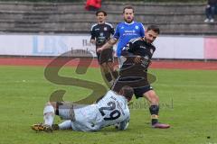 Kreisliga - Saison 2022/2023 - DJK Ingolstadt - Türk.SV Ingolstadt - Aytac Mandaci schwarz Türk SV mit einer Torchance - Sebastian Huber Torwart DJK Ing - Foto: Meyer Jürgen