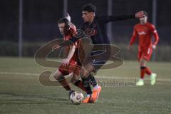 *** Bayernliga Nord - Saison 2025/26 - FC Ingolstadt 04 II - ASV Neumarkt - Ognjen Draculic (Nr.9 - FC Ingolstadt II) - Selim Mjaki rot Neumarkt - Foto: Meyer Jürgen