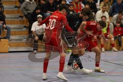 Lotto Bayern Hallencup - Finale - Lindenkreuzhalle Saison 2024/25 - FC Türk Sport Garching - Türk SV Ingolstadt - Abdulhamit Zorlu schwarz Türk Sport Garching - Ahmet Altay rot Türk Ing - Enes Kuqanaj rot Türk Ing -  - Foto: Meyer Jürgen