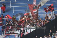 2.BL; Karlsruher SC - FC Ingolstadt 04; Ingolstadt Fan Fankurve Banner Fahnen Spruchband