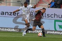 2. Fußball-Liga - Saison 2021/2022 - FC Ingolstadt 04 - Hamburger SV - Jan Gyamerah (#2 HSV) - Dominik Franke (#3 FCI) - Foto: Meyer Jürgen