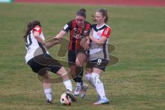 2. Bundesliga Frauen - Saison 2024/25 - FC Ingolstadt 04 Frauen - Eintracht Frankfurt II - Paula Vidovic (Nr.11 - FCI Frauen) - Stanti Georgia weiss Frankfurt #10 - Kleemann Marie weiss Frankfurt #9  - Foto: Meyer Jürgen