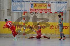 Lotto - Hallen - Bayerncup - Oberbayern -  Saison 2022/2023  - FC Fatih Ing - TSV Murnau - 2:1 - Alen Patak rot Fatih - Oliver Fastenrath grau Murnau - Foto: Meyer Jürgen