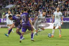 3. Liga; Erzgebirge Aue - FC Ingolstadt 04; Zweikampf Kampf um den Ball Tashchy Borys (14 Aue) Schikora Marco (21 Aue) Pascal Testroet (37, FCI) David Kopacz (29, FCI)