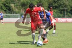 Testspiel - Bezirksliga - Saison 2025/26 - FC Fatih Ingolstadt - TSV Burgheim - Atilla Demir rot Fatih - Niklas Marx blau Burgheim - Foto: Meyer Jürgen