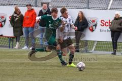 Audi Schanzer Amateur Cup 2022 -  Halbfinale 1 - SV Denkendorf - TSV Hohenwart -  Leon Sedlmair weiss Hohenwart - Fabian Hunsdorfer links grün Denkendorf - Foto: Jürgen Meyer