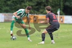 Landesliga - Saison 2025/26 - SV Manching - FC Sonthofen - Leon Peric (Nr.20 - SV Manching) - Holzapfel Jannik schwarz Sonthofen - Foto: Meyer Jürgen
