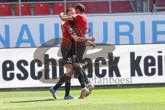 3. Liga - FC Ingolstadt 04 - FSV Zwickau - Filip Bilbija (35, FCI) erzielt das 2:1 Jubel Tor, mit Justin Butler (31, FCI)