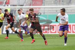 DFB Pokal; FC Ingolstadt 04 - Erzgebirge Aue; Angriff Dennis Eckert Ayensa (7, FCI) Carlson Dirk (3 Aue) Messeguem Soufiane (18 Aue) Merlin Röhl (34, FCI)