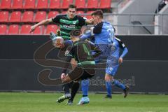 2.BL; Testspiel; FC Ingolstadt 04 - SpVgg Greuther Fürth; Zweikampf Kampf um den Ball Stefan Kutschke (30, FCI) Christiansen Max (13 Fürth) Bauer Maximilian (4 Fürth)