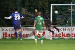 Kreisliga - Saison 2023/2024 - FC Gerolfing - TSV Ober/Unterhaunstadt - Der 2:1 Anschlusstreffer per Freistoß durch Ramazan Kurnaz blau Oberhaunstadt - Michael Oblinger Torwart Gerolfing - jubel - Foto: Meyer Jürgen