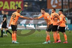 3. Liga; VfB Lübeck - FC Ingolstadt 04; Jannik Mause (7, FCI) Schuß Tor Jubel Treffer Marcel Costly (22, FCI) David Kopacz (29, FCI) Felix Keidel (43, FCI) Verneigung