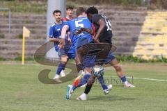 Bayernliga Nord - Saison 2024/25 - FC Ingolstadt 04 II - Würzburger FV 04 - Jason Osei Tutu (Nr.11 - FCI U21) - Hansen Hendrik blau Würzburg - wird gefoult im Strafraum und es gibt Elfmeter - jubel - Foto: Meyer Jürgen