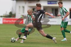 Landesliga - Saison 2025/26 - SV Manching - FC Memmingen II - Nico Daffner (Nr.14 - SV Manching) - Kroh Fabian schwarz Memmingen  - Foto: Meyer Jürgen