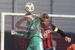 *** A-Junioren Bundesliga  - Saison 2025/26 - FC Ingolstadt 04 - SpVgg Greuther Fürth - Lober Jannik grün Fürth - Michelbach Kilian schwarz FCI - Foto: Meyer Jürgen