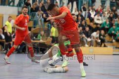 Lotto - Hallen - Bayerncup - Oberbayern -  Saison 2022/2023  - FC Fatih Ing - FC Penzberg - Finale - 1:0 - Alen Patak rot Fatih - Efe Kurtar grün Penzberg - Foto: Meyer Jürgen