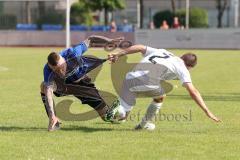 Kreisliga - Saison 2022/2023 - DJK Ingolstadt - SV Sandersdorf - Sandro Rott blau Sandersdorf - Ostap Nechaj weiss DJK Ing - Foto: Meyer Jürgen