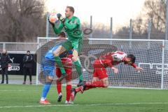 2.BL; Testspiel; FC Ingolstadt 04 - Würzburger Kickers; Torwart Bonmann Hendrik (1 FWK) hält, Michael Heinloth (17, FCI) Strohdiek Christian (32 FWK)