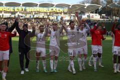 2024_1_27 - 3. Liga - Saison 2023/24 - 1. FC Saarbrücken - FC Ingolstadt 04 -  -  Die Mannschaft bedankt sich bei den Fans - tanzen - XXXXX - Foto: Meyer Jürgen