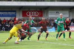 Toto-Pokal; VfB Eichstätt - FC Ingolstadt 04; Zweikampf Kampf um den Ball Moussa Doumbouya (27, FCI) Torwart Florian Rauh (Nr.21 - VfB)