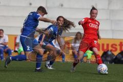 2. Fußball-Liga - Frauen - Saison 2022/2023 - FC Ingolstadt 04 - SC Sand - Haim Vanessa (Nr.13 - FC Ingolstadt 04 ) - Perl Shai blau SC Sand - Wallaschewski Fabienne blau #2 SC Sand - Foto: Meyer Jürgen